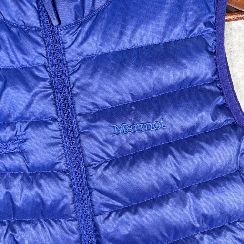 Marmot Vest Women Small Puffer 700 Fill Blue Down Quilted Embroidered Logo - Picture 8 of 12
